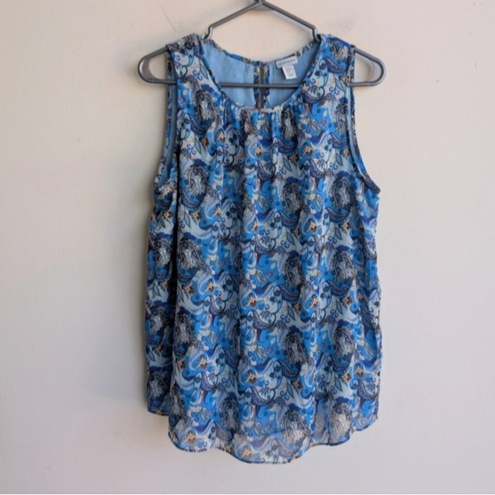 Paraphrase Blue Paisley Sleeveless Top